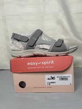 Easy Spirit Lake Sport Sandals Gray Womens Size 7M Adjustable Straps